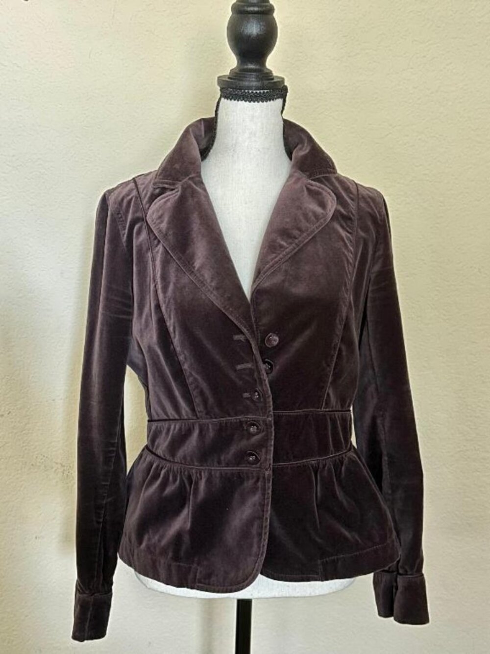 LOFT by Ann Taylor Cotton Velvet Blazer Jacket Chocolate Brown Size Petite 6